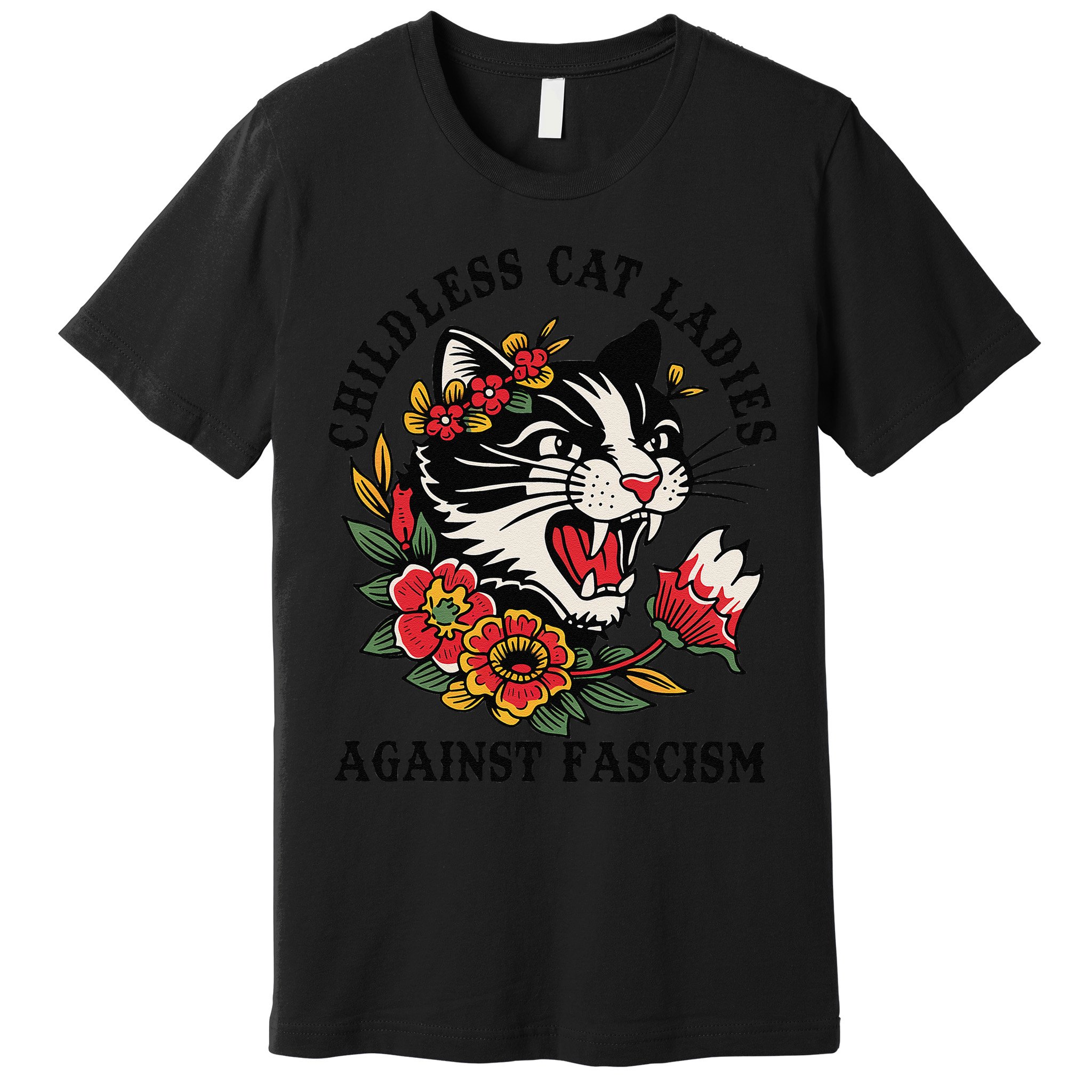 Childless Cat Ladies Against Fascism Feminist Premium T-Shirt