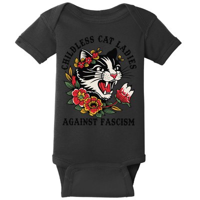 Childless Cat Ladies Against Fascism Feminist Baby Bodysuit