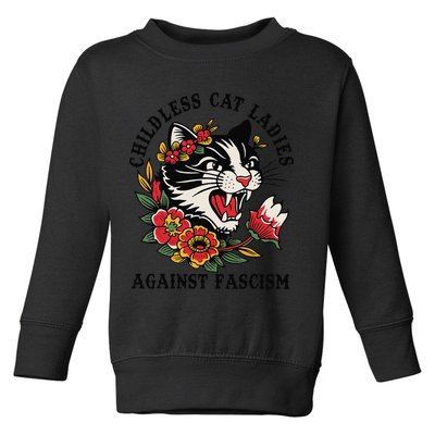 Childless Cat Ladies Against Fascism Feminist Toddler Sweatshirt