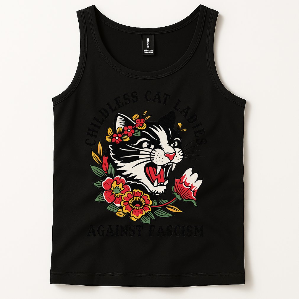 Childless Cat Ladies Against Fascism Feminist Tank Top