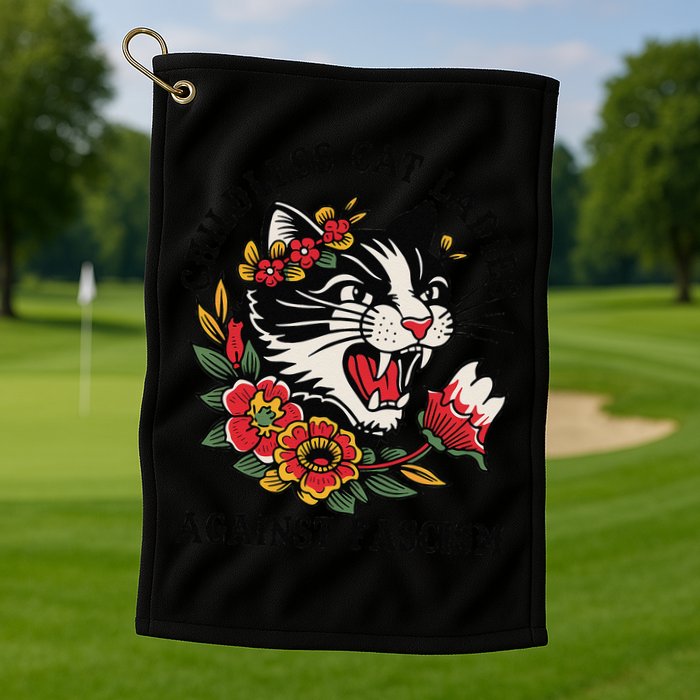 Childless Cat Ladies Against Fascism Feminist Golf Towel