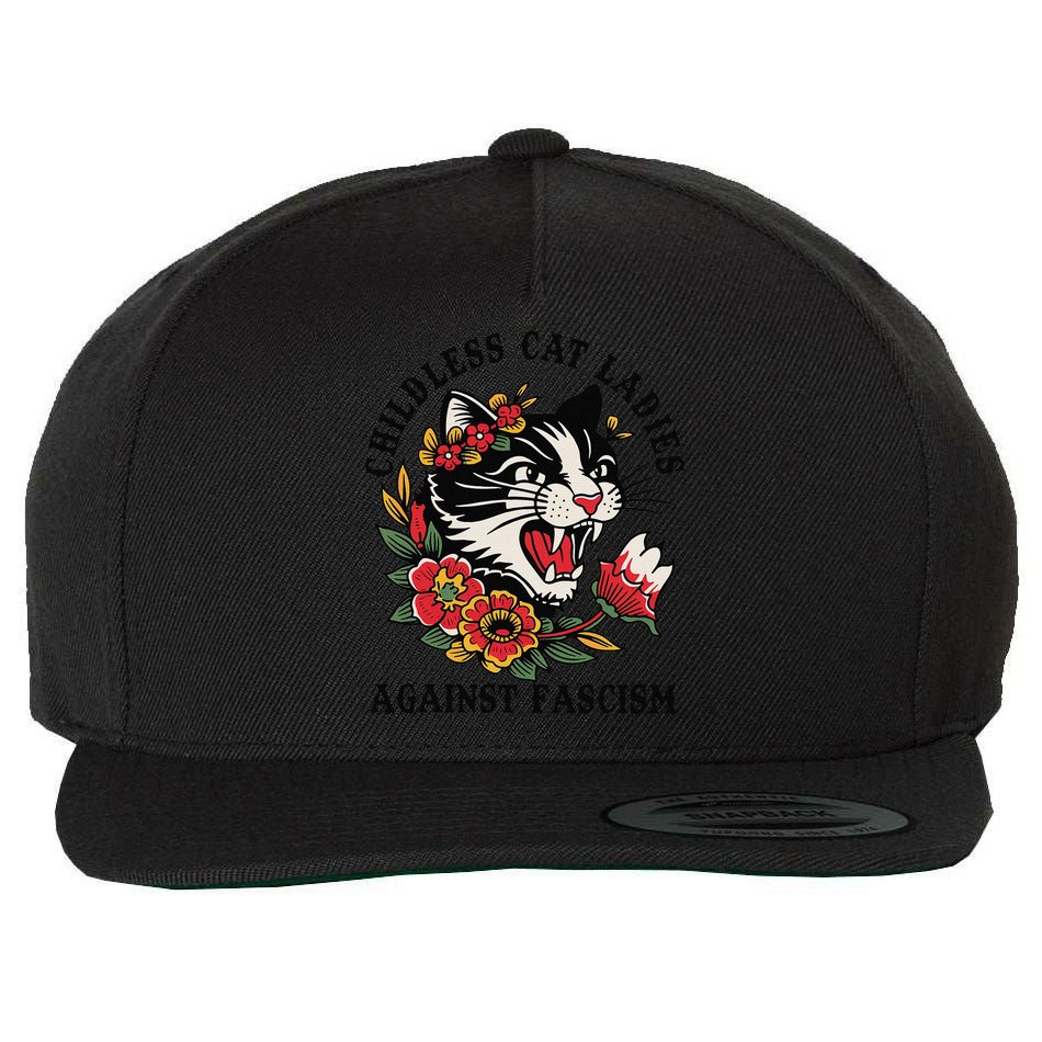 Childless Cat Ladies Against Fascism Feminist Wool Snapback Cap