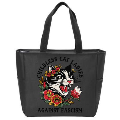 Childless Cat Ladies Against Fascism Feminist Zip Tote Bag