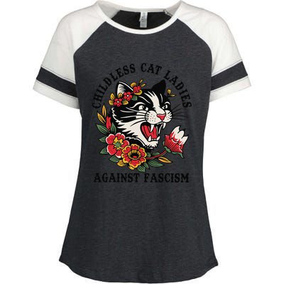 Childless Cat Ladies Against Fascism Feminist Enza Ladies Jersey Colorblock Tee