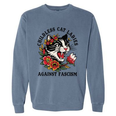 Childless Cat Ladies Against Fascism Feminist Garment-Dyed Sweatshirt