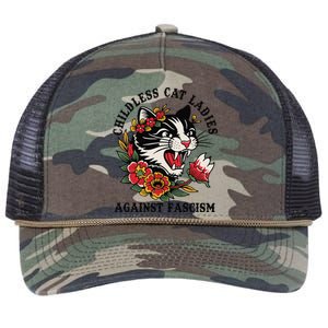 Childless Cat Ladies Against Fascism Feminist Retro Rope Trucker Hat Cap