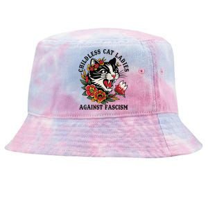 Childless Cat Ladies Against Fascism Feminist Tie-Dyed Bucket Hat