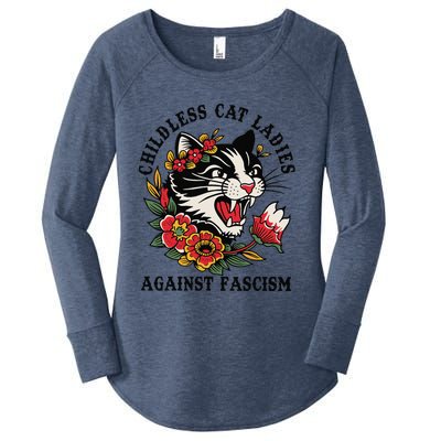 Childless Cat Ladies Against Fascism Feminist Women's Perfect Tri Tunic Long Sleeve Shirt