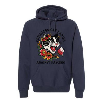 Childless Cat Ladies Against Fascism Feminist Premium Hoodie