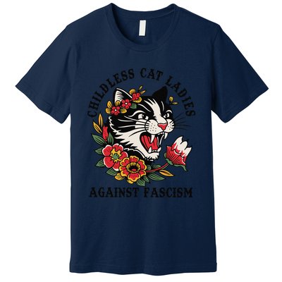 Childless Cat Ladies Against Fascism Feminist Premium T-Shirt