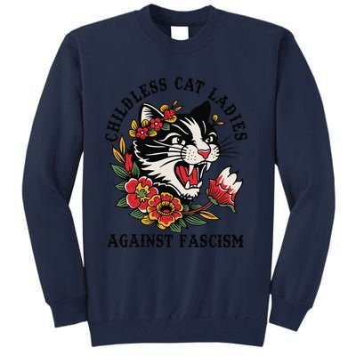 Childless Cat Ladies Against Fascism Feminist Tall Sweatshirt