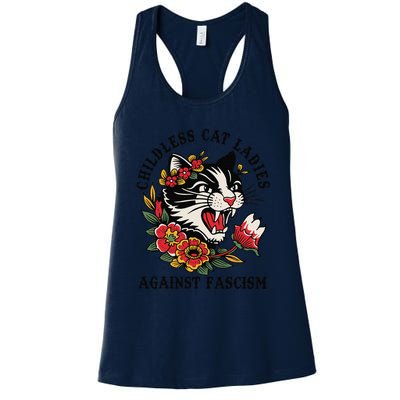 Childless Cat Ladies Against Fascism Feminist Women's Racerback Tank