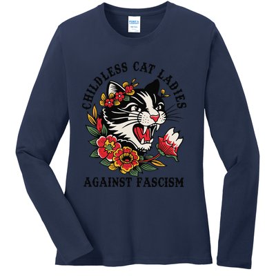 Childless Cat Ladies Against Fascism Feminist Ladies Long Sleeve Shirt