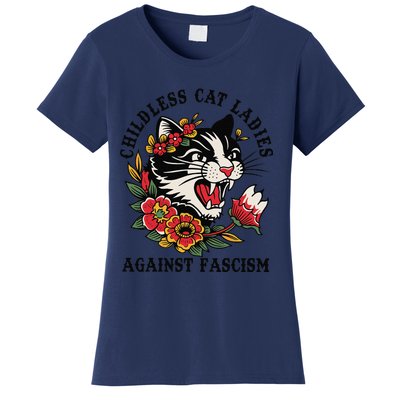 Childless Cat Ladies Against Fascism Feminist Women's T-Shirt