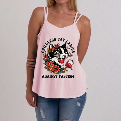 Childless Cat Ladies Against Fascism Feminist Women's Strappy Tank