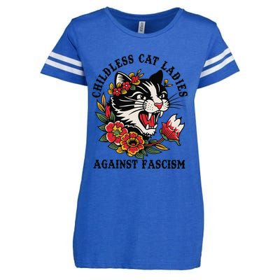 Childless Cat Ladies Against Fascism Feminist Enza Ladies Jersey Football T-Shirt