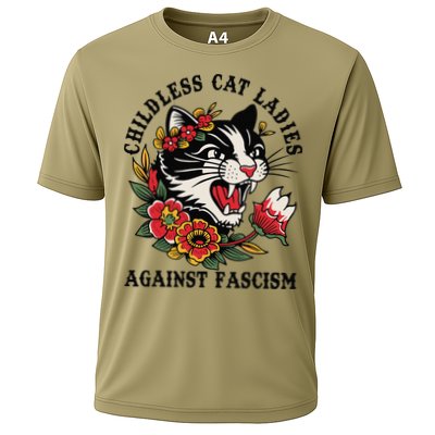 Childless Cat Ladies Against Fascism Feminist Cooling Performance Crew T-Shirt