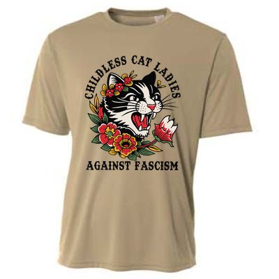 Childless Cat Ladies Against Fascism Feminist Cooling Performance Crew T-Shirt