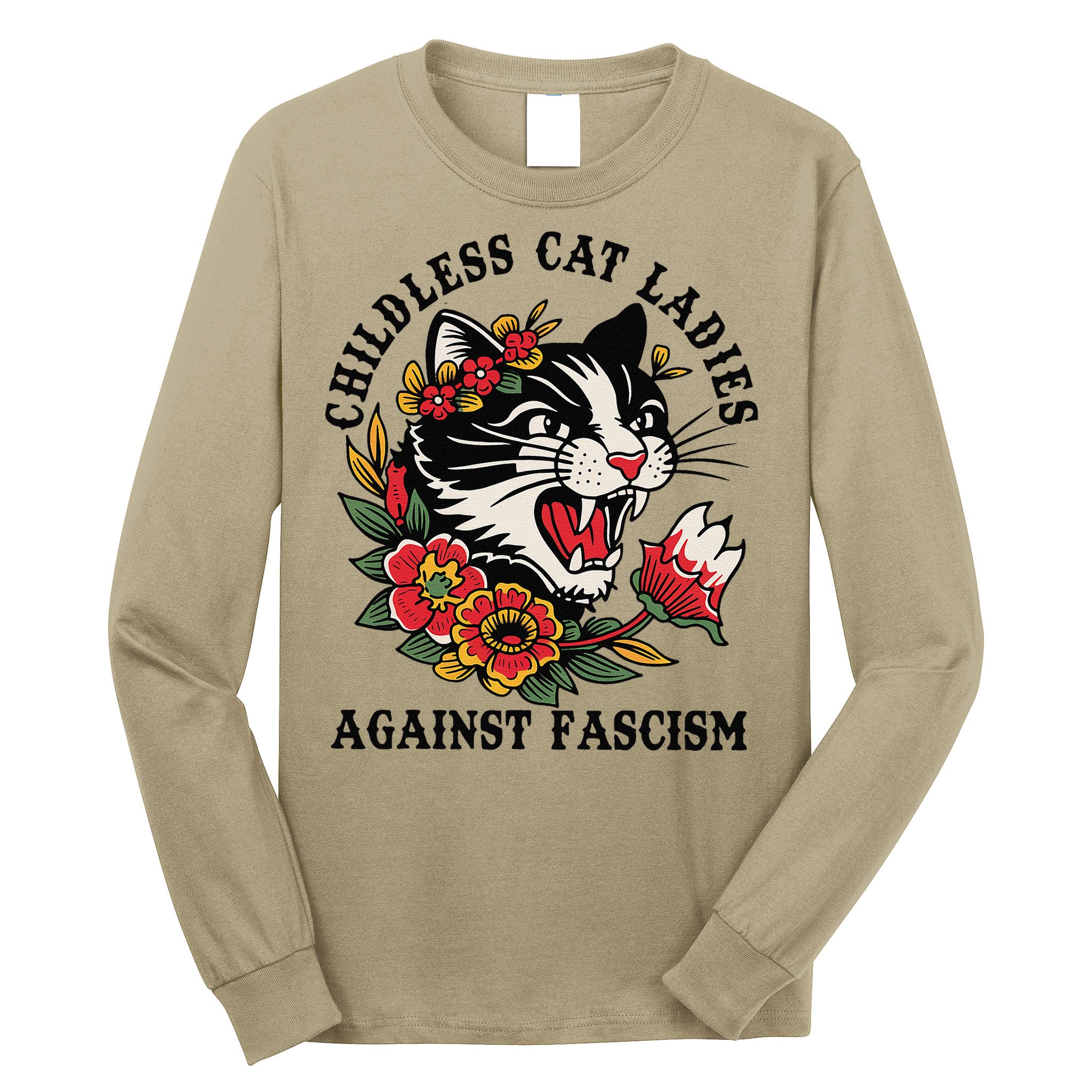 Childless Cat Ladies Against Fascism Feminist Long Sleeve Shirt