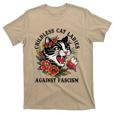 Childless Cat Ladies Against Fascism Feminist T-Shirt