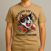 Childless Cat Ladies Against Fascism Feminist T-Shirt