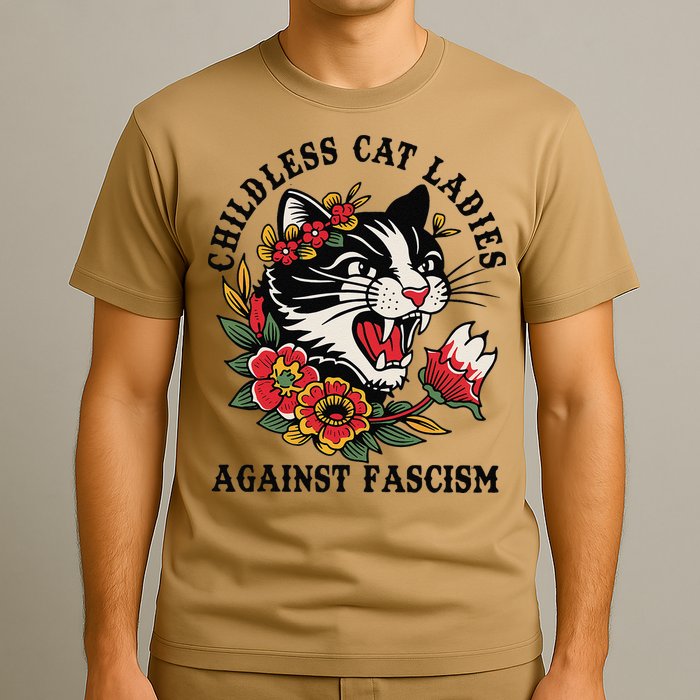 Childless Cat Ladies Against Fascism Feminist T-Shirt