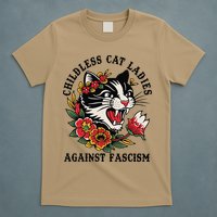 Childless Cat Ladies Against Fascism Feminist T-Shirt