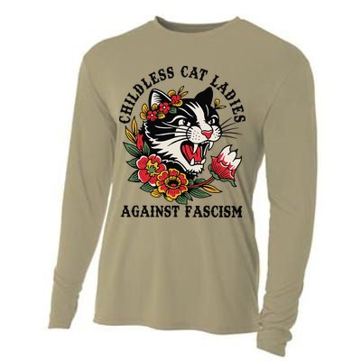 Childless Cat Ladies Against Fascism Feminist Cooling Performance Long Sleeve Crew