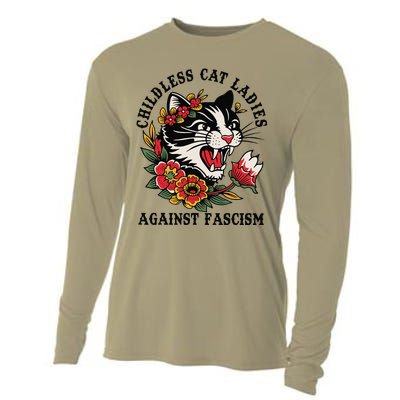 Childless Cat Ladies Against Fascism Feminist Cooling Performance Long Sleeve Crew