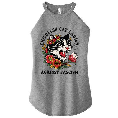 Childless Cat Ladies Against Fascism Feminist Women's Perfect Tri Rocker Tank