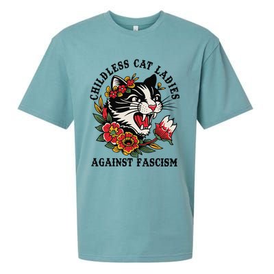 Childless Cat Ladies Against Fascism Feminist Sueded Cloud Jersey T-Shirt