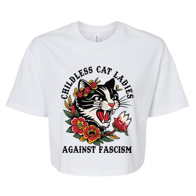 Childless Cat Ladies Against Fascism Feminist Bella+Canvas Jersey Crop Tee