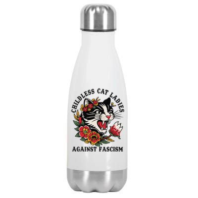 Childless Cat Ladies Against Fascism Feminist Stainless Steel Insulated Water Bottle