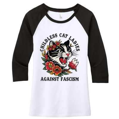 Childless Cat Ladies Against Fascism Feminist Women's Tri-Blend 3/4-Sleeve Raglan Shirt