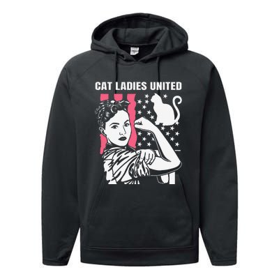 Childless Cat Lady For Cat Mom Women Cat Ladies Gift Performance Fleece Hoodie