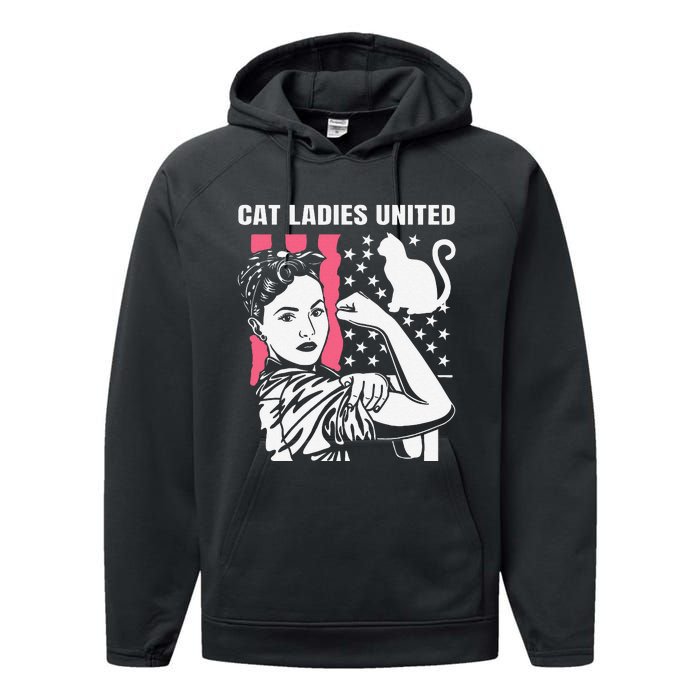 Childless Cat Lady For Cat Mom Women Cat Ladies Gift Performance Fleece Hoodie