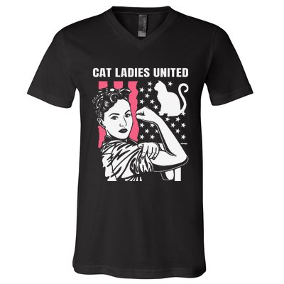 Childless Cat Lady For Cat Mom Women Cat Ladies Gift V-Neck T-Shirt