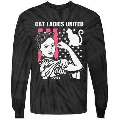 Childless Cat Lady For Cat Mom Women Cat Ladies Gift Tie-Dye Long Sleeve Shirt