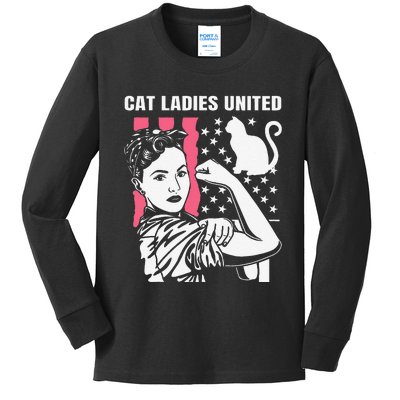 Childless Cat Lady For Cat Mom Women Cat Ladies Gift Kids Long Sleeve Shirt