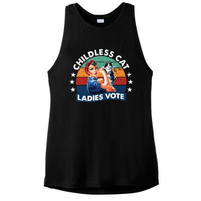 Childless Cat Ladies Vote Rosie The Riveter Vintage Funny Ladies PosiCharge Tri-Blend Wicking Tank