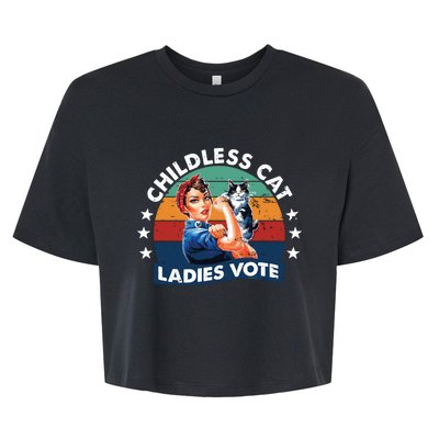 Childless Cat Ladies Vote Rosie The Riveter Vintage Funny Bella+Canvas Jersey Crop Tee