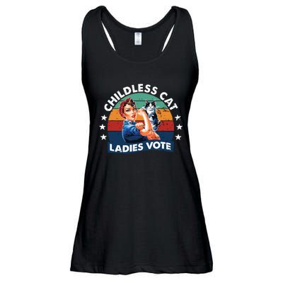 Childless Cat Ladies Vote Rosie The Riveter Vintage Funny Ladies Essential Flowy Tank