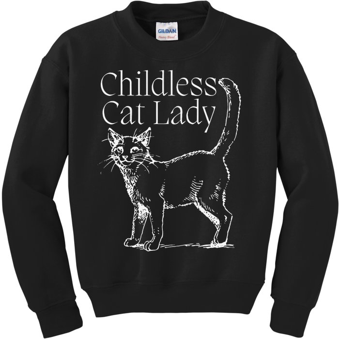 Childless Cat Lady Kamala 2024 Gift Kids Sweatshirt