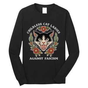 Childless Cat Ladies Against Fascism Funny Cat Feminist Long Sleeve Shirt