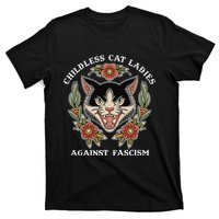 Childless Cat Ladies Against Fascism Funny Cat Feminist T-Shirt