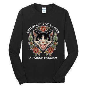 Childless Cat Ladies Against Fascism Funny Cat Feminist Tall Long Sleeve T-Shirt