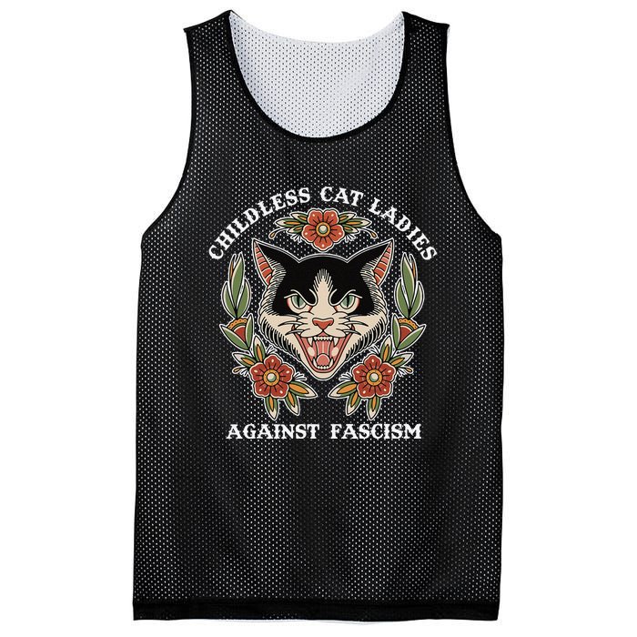 Childless Cat Ladies Against Fascism Funny Cat Feminist Mesh Reversible Basketball Jersey Tank