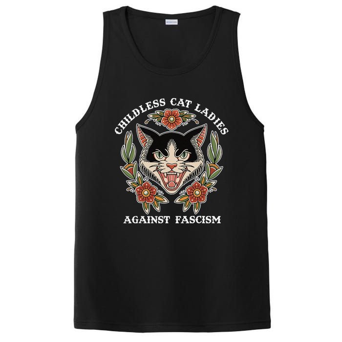 Childless Cat Ladies Against Fascism Funny Cat Feminist PosiCharge Competitor Tank