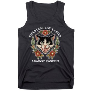 Childless Cat Ladies Against Fascism Funny Cat Feminist Tank Top