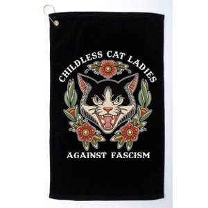 Childless Cat Ladies Against Fascism Funny Cat Feminist Platinum Collection Golf Towel